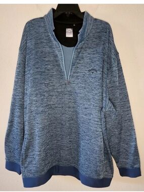 Callaway Men's Heathered Light Blue Quarter-Zip Sweater